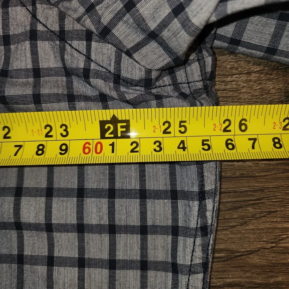 Banana Republic Men's XL Blue Slim Fit Checkered Custom 078 Wash Shirt